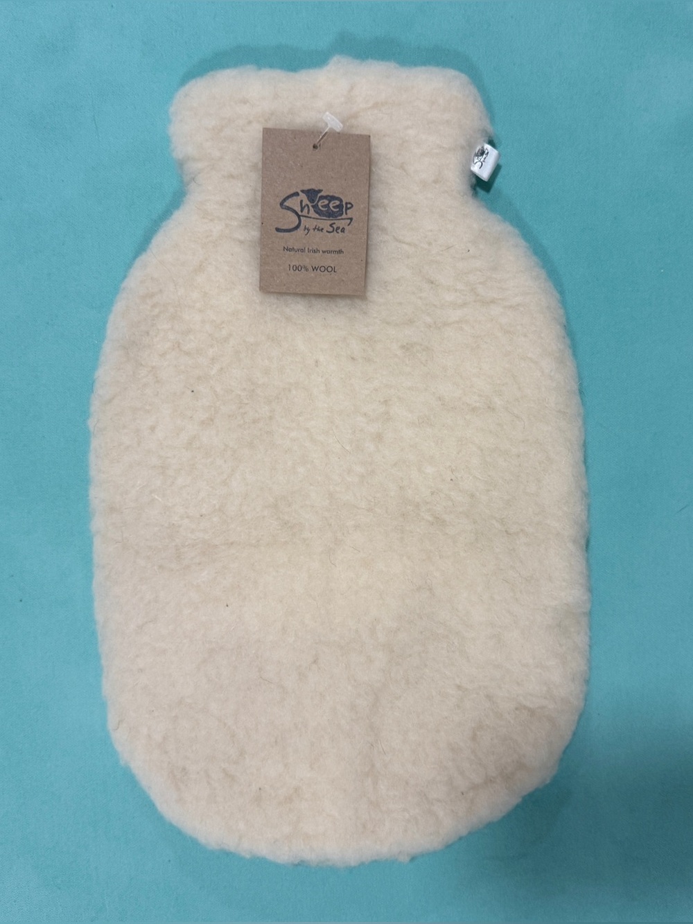 NWT 100% Irish Wool Hot Water Bottle Cover Cream Cozy Fluffy Natural Sheep Wool